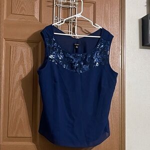 Chic Blue Sequin Embellished Blouse